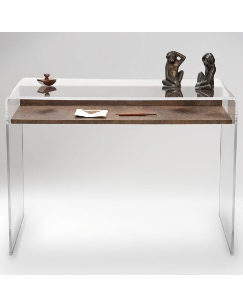 Bureau moremore bois corten/transparent  - 100x40x75 cm