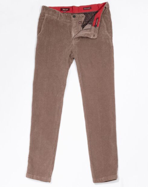 Pantalon Chino ajusté en Velours côtelés beige