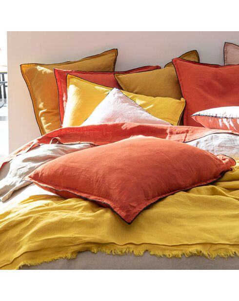 Housse de couette 100% Lin jaune curry