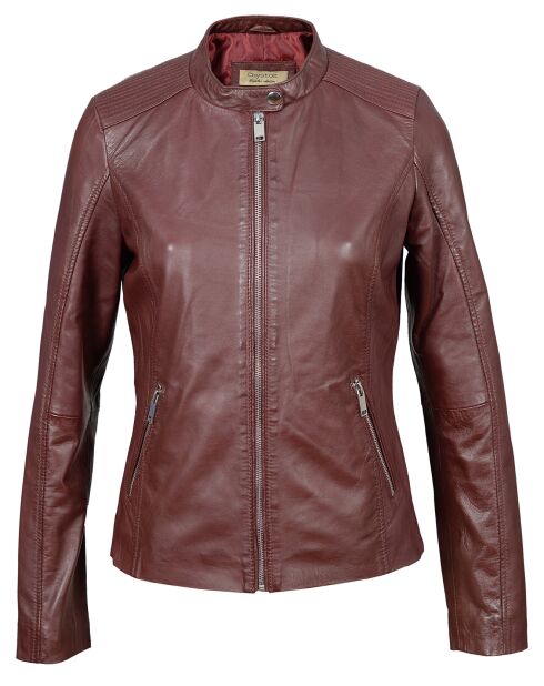Veste en Cuir Appoline bordeaux
