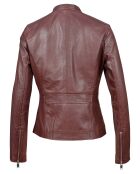 Veste en Cuir Appoline bordeaux