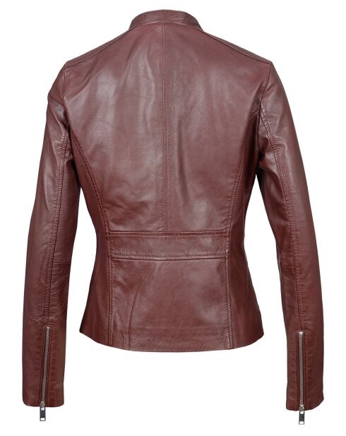 Veste en Cuir Appoline bordeaux