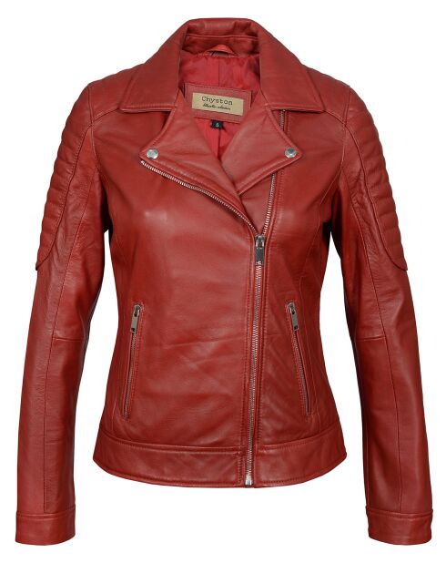 Perfecto en Cuir Brithney rouge