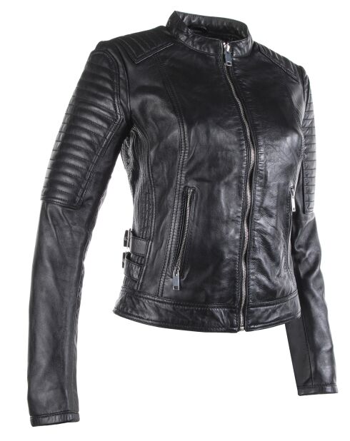 Veste en Cuir Lena noire