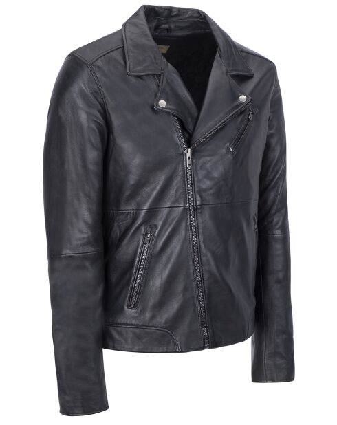 Veste en Cuir Caïus noire
