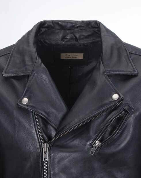 Veste en Cuir Caïus noire