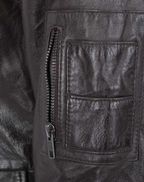 Bruine leren pilotenjas Corrado