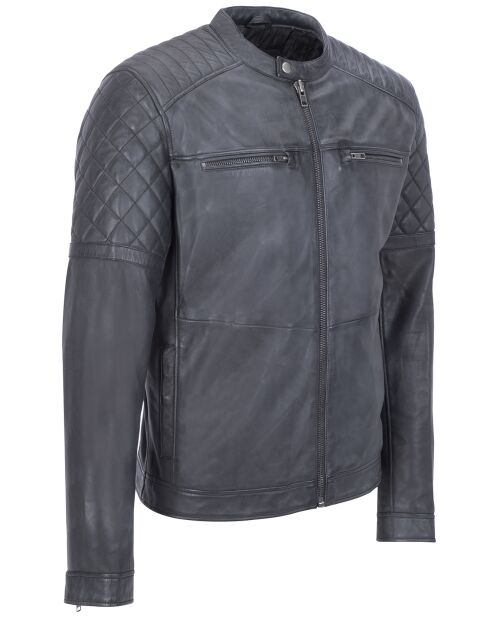 Veste en Cuir Craig noir vintage