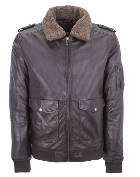 Bruine leren pilotenjas Corrado