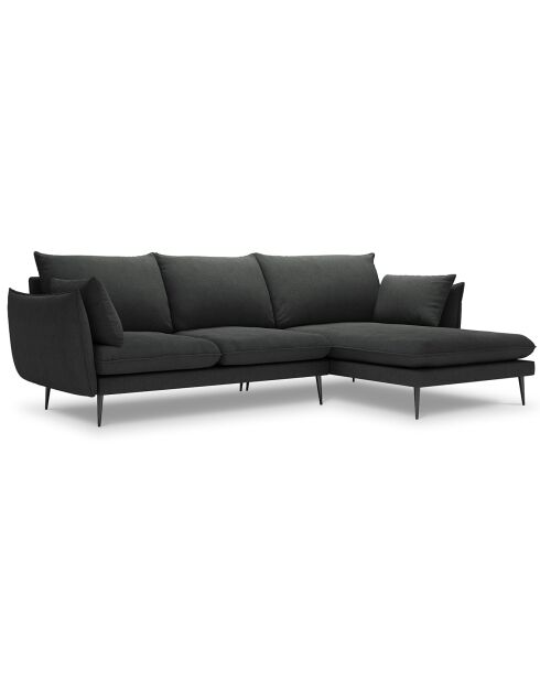 Canapé d'angle droit elio 4 places gris foncé - 251x170x97 cm