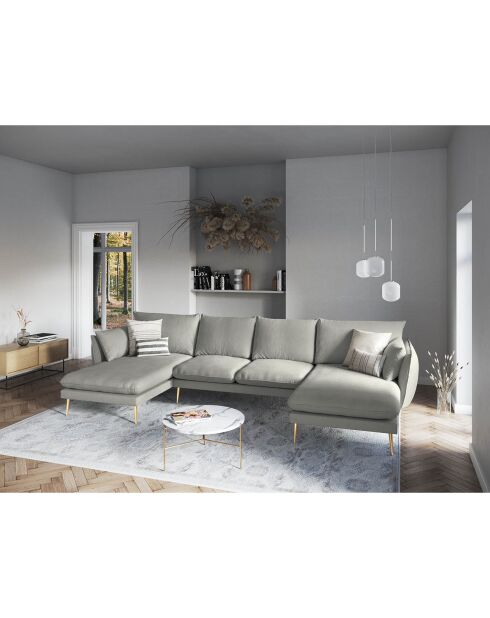 Canapé panoramique elio 6 places gris clair - 344x170x97 cm