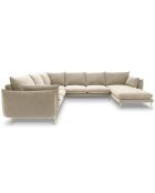Canapé d'angle gauche panoramique Elio 7 places beige - 337x244x95 cm