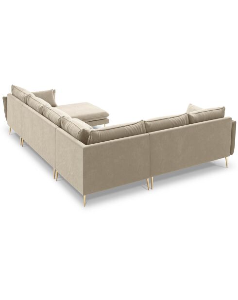 Canapé d'angle gauche panoramique Elio 7 places beige - 337x244x95 cm