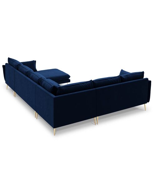 Canapé d'angle gauche panoramique Elio 7 places bleu roi - 337x244x95 cm