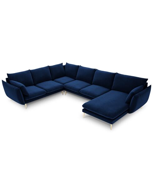 Canapé d'angle gauche panoramique Elio 7 places bleu roi - 337x244x95 cm