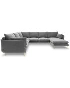 Canapé d'angle gauche panoramique Elio 7 places gris clair - 337x244x95 cm