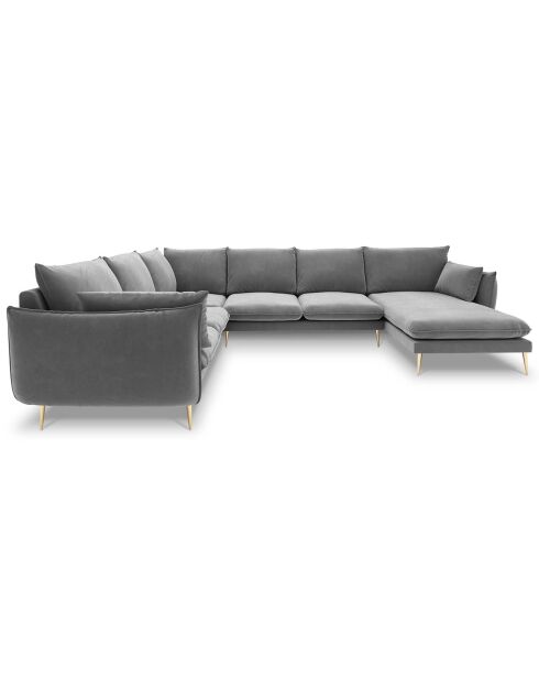 Canapé d'angle gauche panoramique Elio 7 places gris clair - 337x244x95 cm