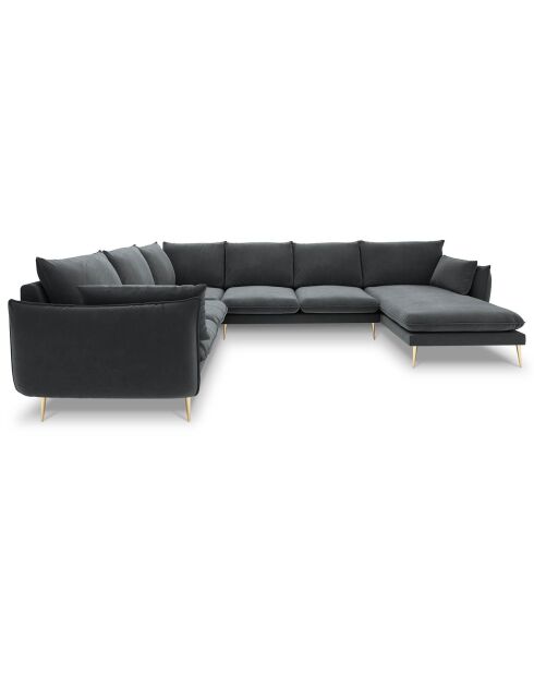 Elio 7-zits grijze panoramische linkerhoekbank - 337x244x95 cm
