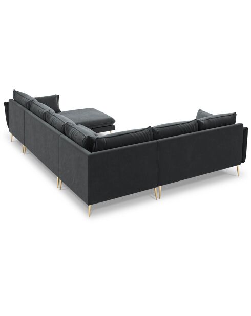 Elio 7-zits grijze panoramische linkerhoekbank - 337x244x95 cm