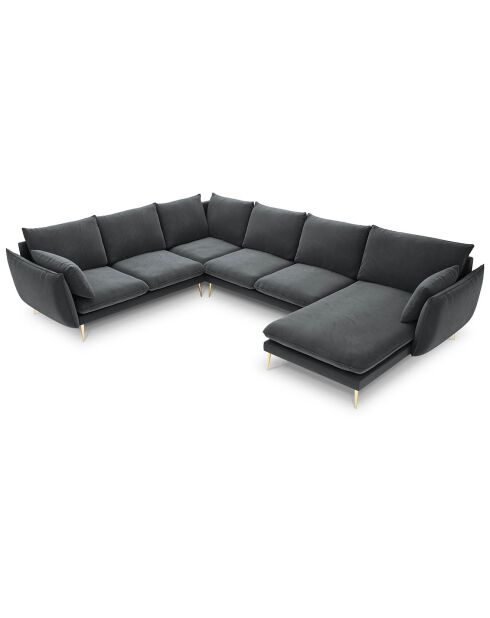Elio 7-zits grijze panoramische linkerhoekbank - 337x244x95 cm