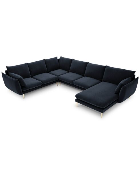 Elio 7-zits panoramische linkerhoekbank donkerblauw - 337x244x95 cm