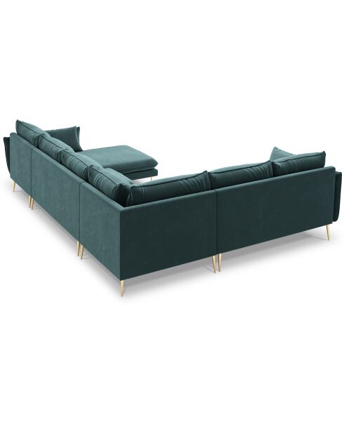 Elio 7-Sitzer-Panorama-Ecksofa links in Petrolblau - 337x244x95 cm