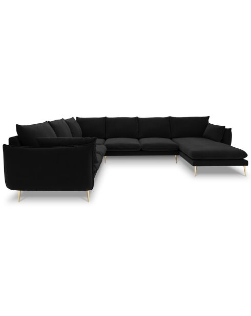 Elio 7-zits zwarte panoramische hoekbank links - 337x244x95 cm
