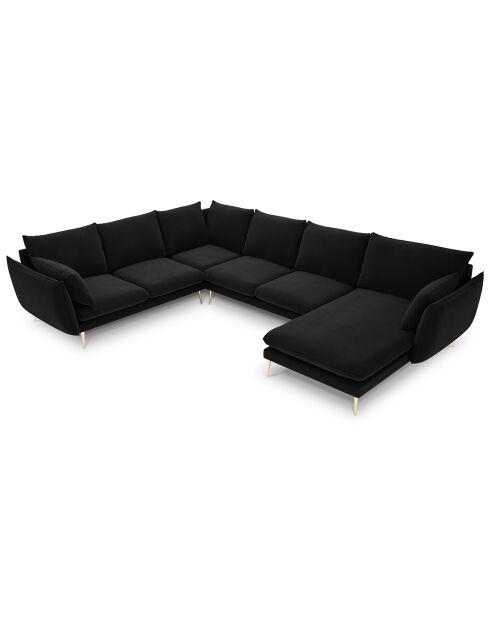 Elio 7-zits zwarte panoramische hoekbank links - 337x244x95 cm