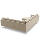 Canapé d'angle droit panoramique Elio 7 places beige - 337x244x95 cm