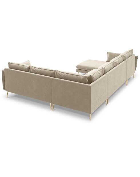 Canapé d'angle droit panoramique Elio 7 places beige - 337x244x95 cm