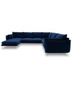 Canapé d'angle droit panoramique Elio 7 places bleu roi - 337x244x95 cm