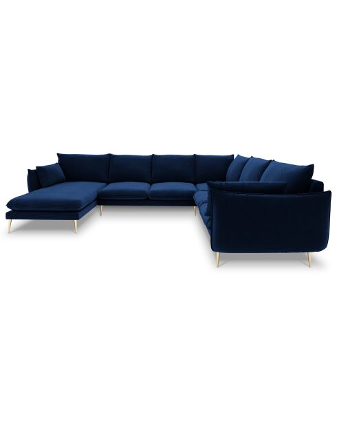 Canapé d'angle droit panoramique Elio 7 places bleu roi - 337x244x95 cm