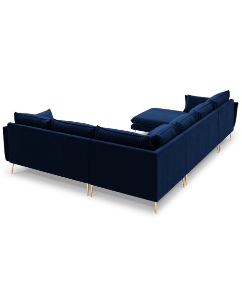 Canapé d'angle droit panoramique Elio 7 places bleu roi - 337x244x95 cm