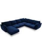 Canapé d'angle droit panoramique Elio 7 places bleu roi - 337x244x95 cm