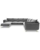 Canapé d'angle droit panoramique Elio 7 places gris clair - 337x244x95 cm