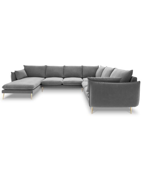 Canapé d'angle droit panoramique Elio 7 places gris clair - 337x244x95 cm