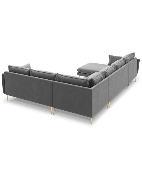 Canapé d'angle droit panoramique Elio 7 places gris clair - 337x244x95 cm