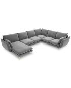 Canapé d'angle droit panoramique Elio 7 places gris clair - 337x244x95 cm