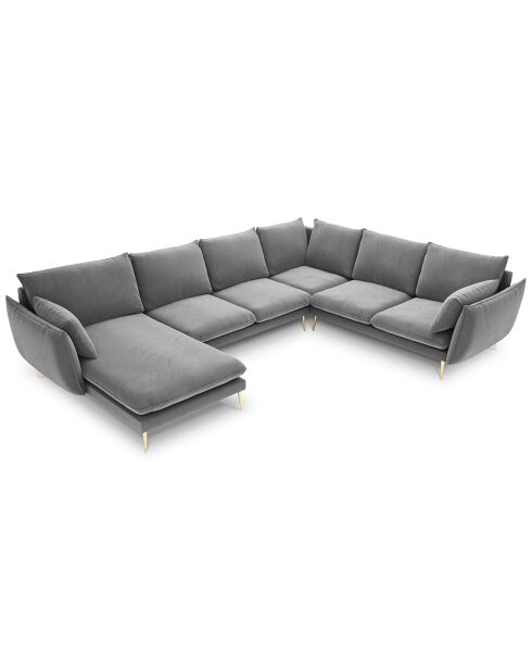 Elio 7-zits panoramische hoekbank rechts lichtgrijs - 337x244x95 cm