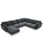 Canapé d'angle droit panoramique Elio 7 places gris - 337x244x95 cm