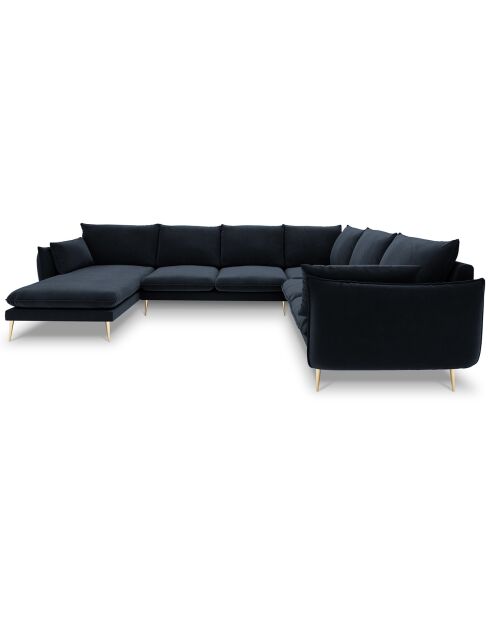 Canapé d'angle droit panoramique Elio 7 places bleu foncé - 337x244x95 cm