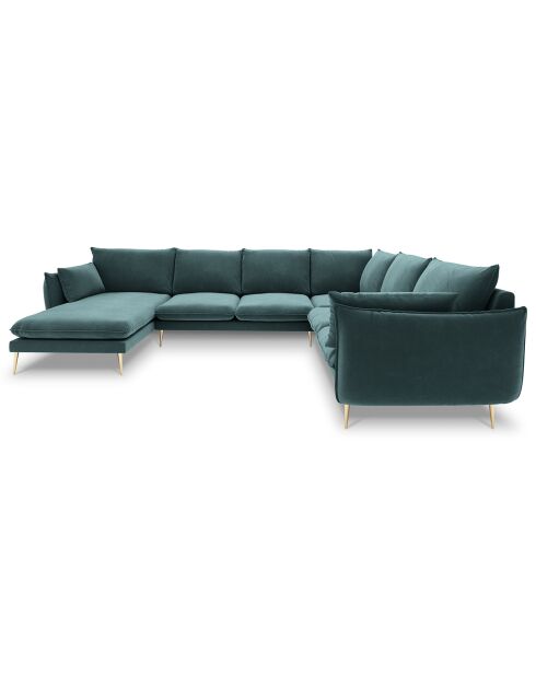 Elio 7-Sitzer-Panorama-Ecksofa rechts in Petrolblau - 337x244x95 cm