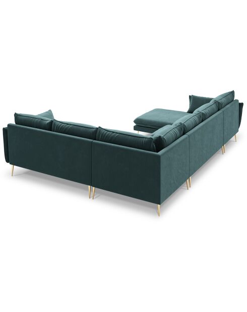 Elio 7-Sitzer-Panorama-Ecksofa rechts in Petrolblau - 337x244x95 cm