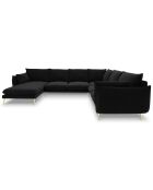 Canapé d'angle droit panoramique Elio 7 places noir - 337x244x95 cm
