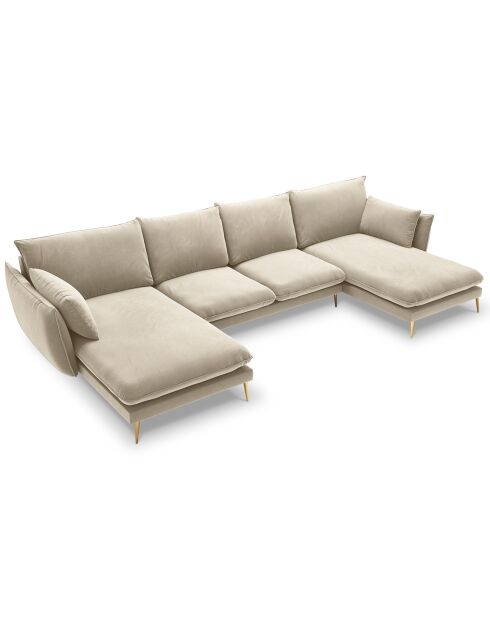 Canapé panoramique  elio 6 places beige - 344x170x97 cm