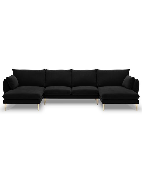 Sofá panorámico Elio 6 plazas negro - 344x170x97 cm