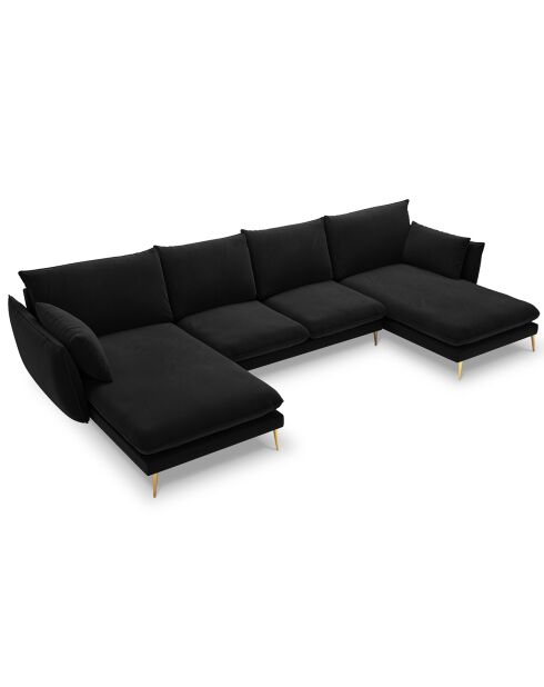 Sofá panorámico Elio 6 plazas negro - 344x170x97 cm