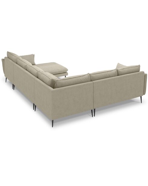 Canapé d'angle gauche panoramique Elio 7 places beige - 337x244x95 cm
