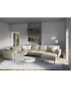Canapé d'angle gauche panoramique Elio 7 places beige - 337x244x95 cm
