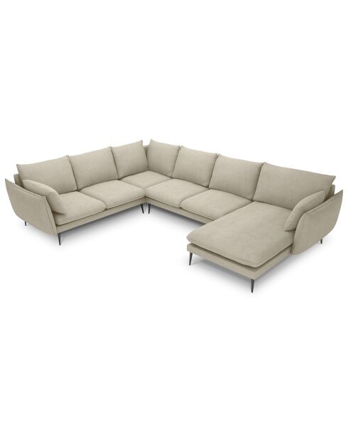 Canapé d'angle gauche panoramique Elio 7 places beige - 337x244x95 cm
